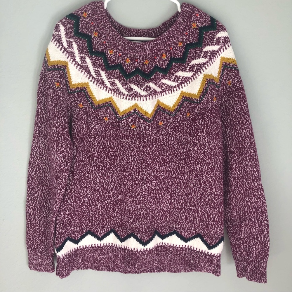 Old Navy Colorful Purple and White Sweater